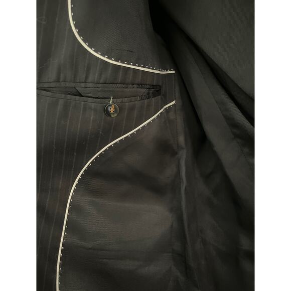 Ben Sherman Men’s 100% Wool Black & Gray Pinstripe Blazer Size 40 Long - Picture 10 of 10
